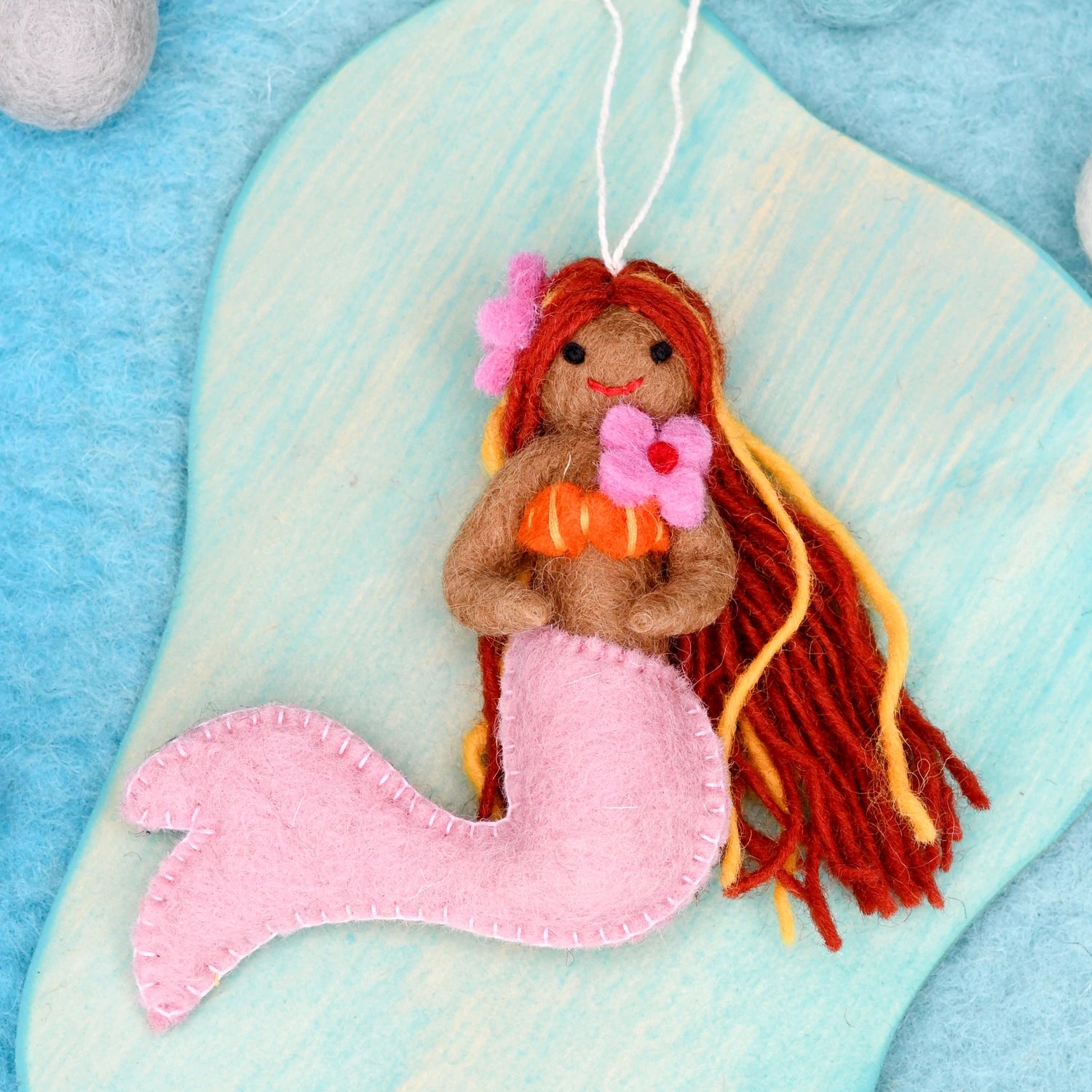 Felt Little Mermaid Hanging - Pink Tail-Fun-Little Fish Co.