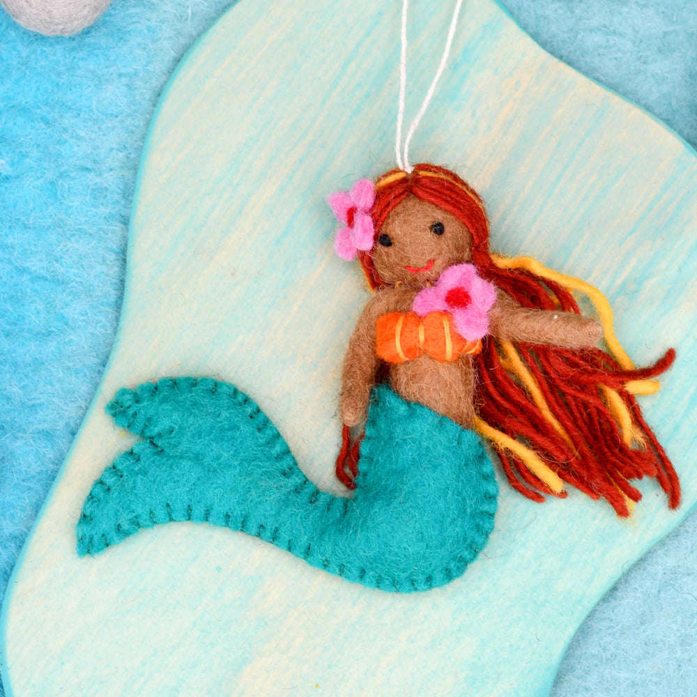 Felt Little Mermaid Hanging - Turquoise Tail-Fun-Little Fish Co.