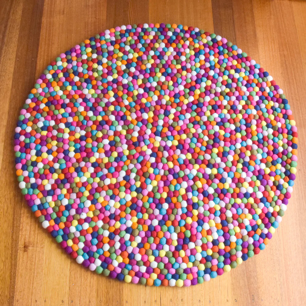 Felt ball rug Rainbow (100cm)-Fun-Little Fish Co.