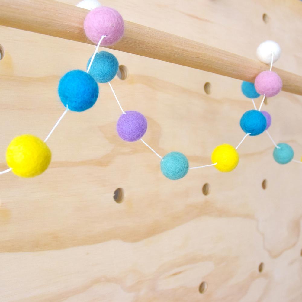 Pompom ball felt garland - Pastel-Fun-Little Fish Co.