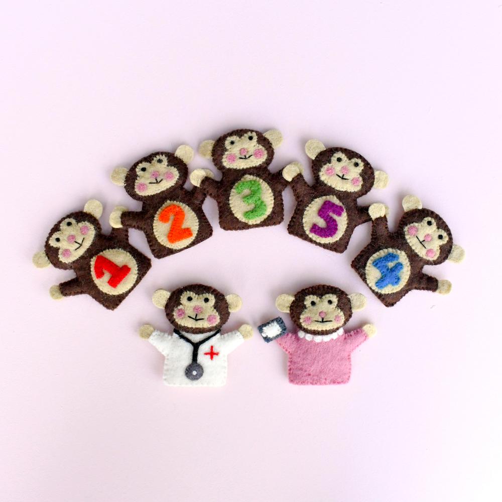 5 Little Monkeys Finger Puppet Set-Fun-Little Fish Co.