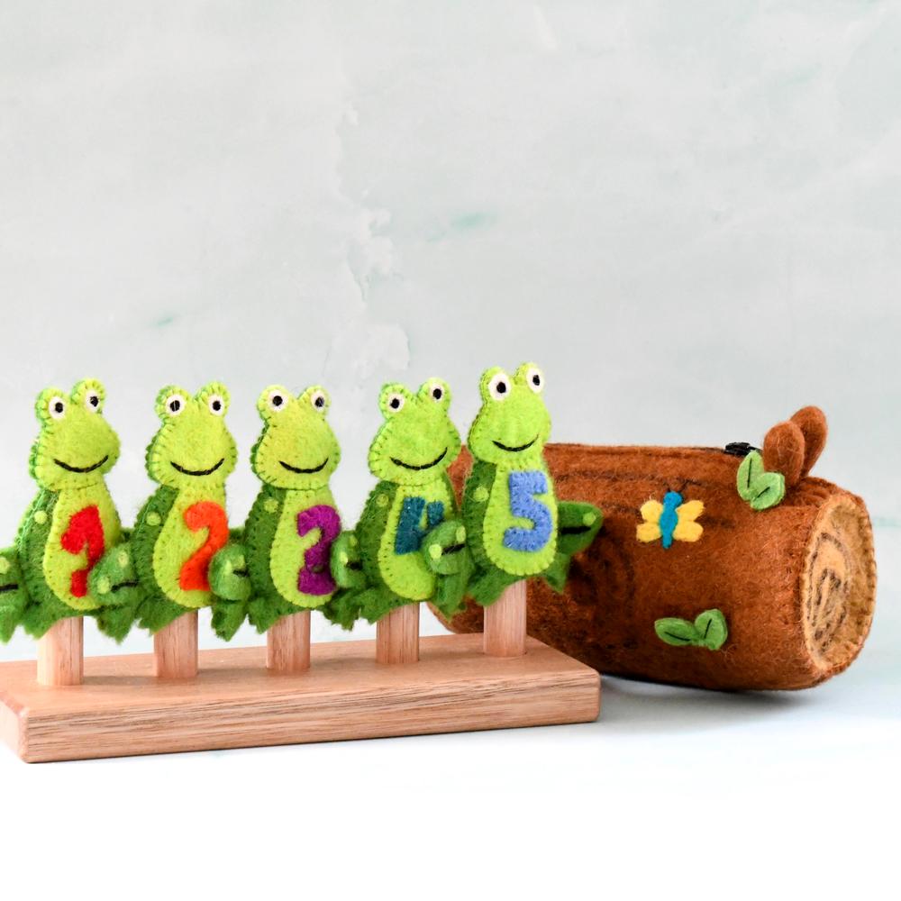 5 Little Speckled Frogs With Log Bag-Fun-Little Fish Co.