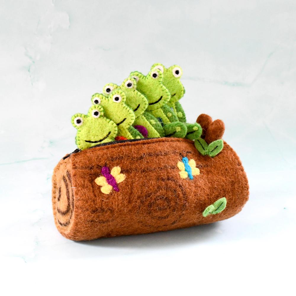 5 Little Speckled Frogs With Log Bag-Fun-Little Fish Co.