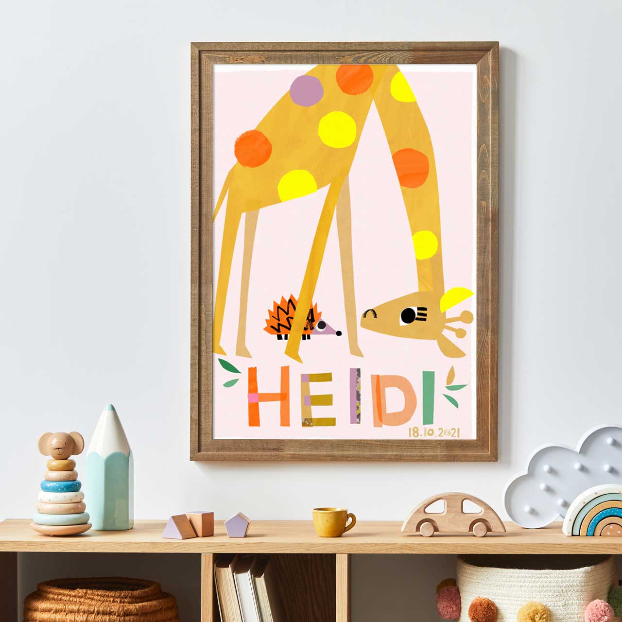 Personalised Giraffe Pink Print-Little Fish Co.