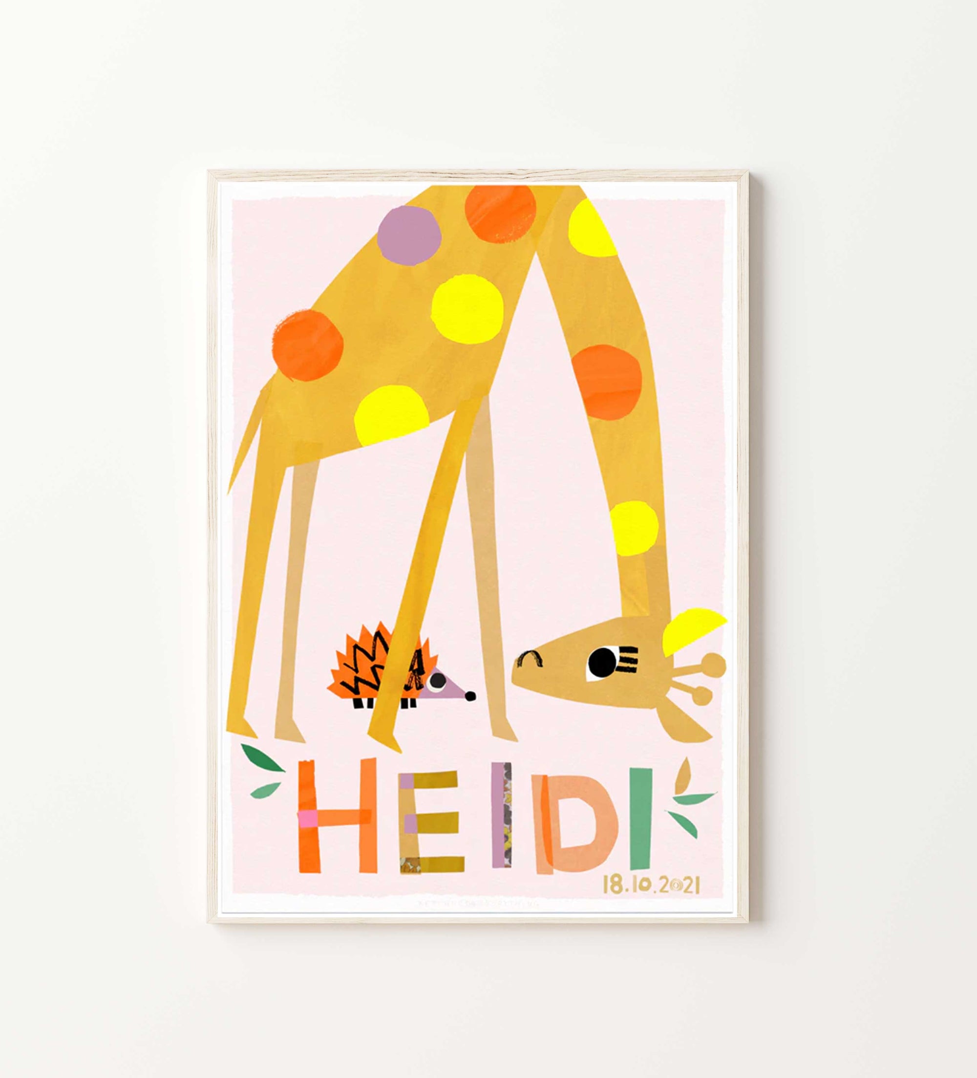 Personalised Giraffe Pink Print-Little Fish Co.
