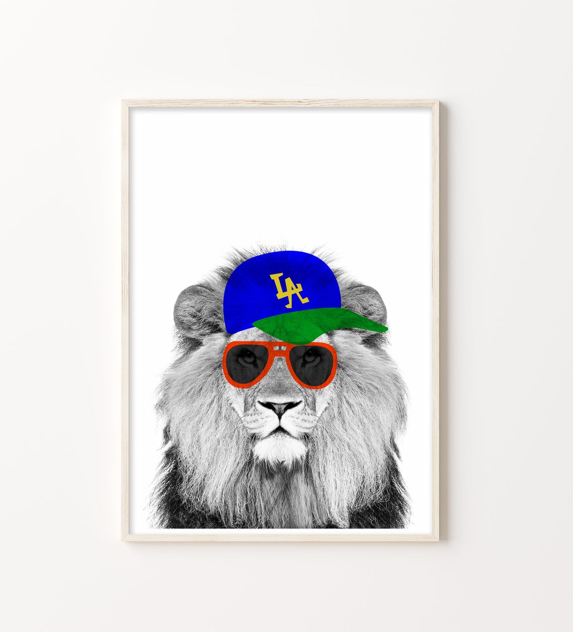 LA Hipster Lion | Kids Lion Poster-Art-Little Fish Co.