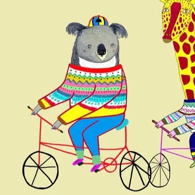 Koala and friends on bikes A3-Fun-Little Fish Co.