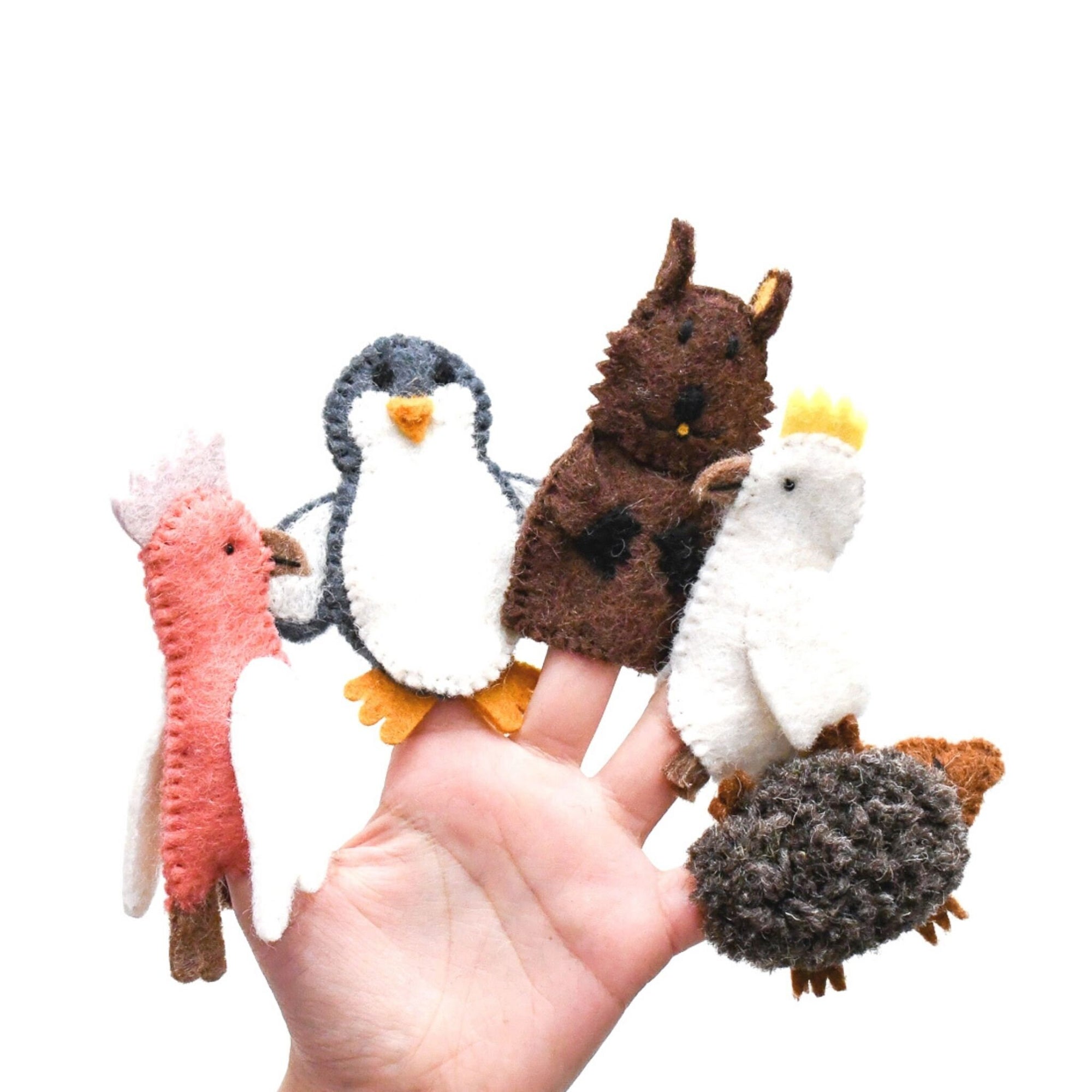 Australian Animal Finger puppets. Felt Animal Puppets. Australian Animal Felt toys. Kids Felt Toys. Australian Animal Toy, Wool Puppet-Little Fish Co.