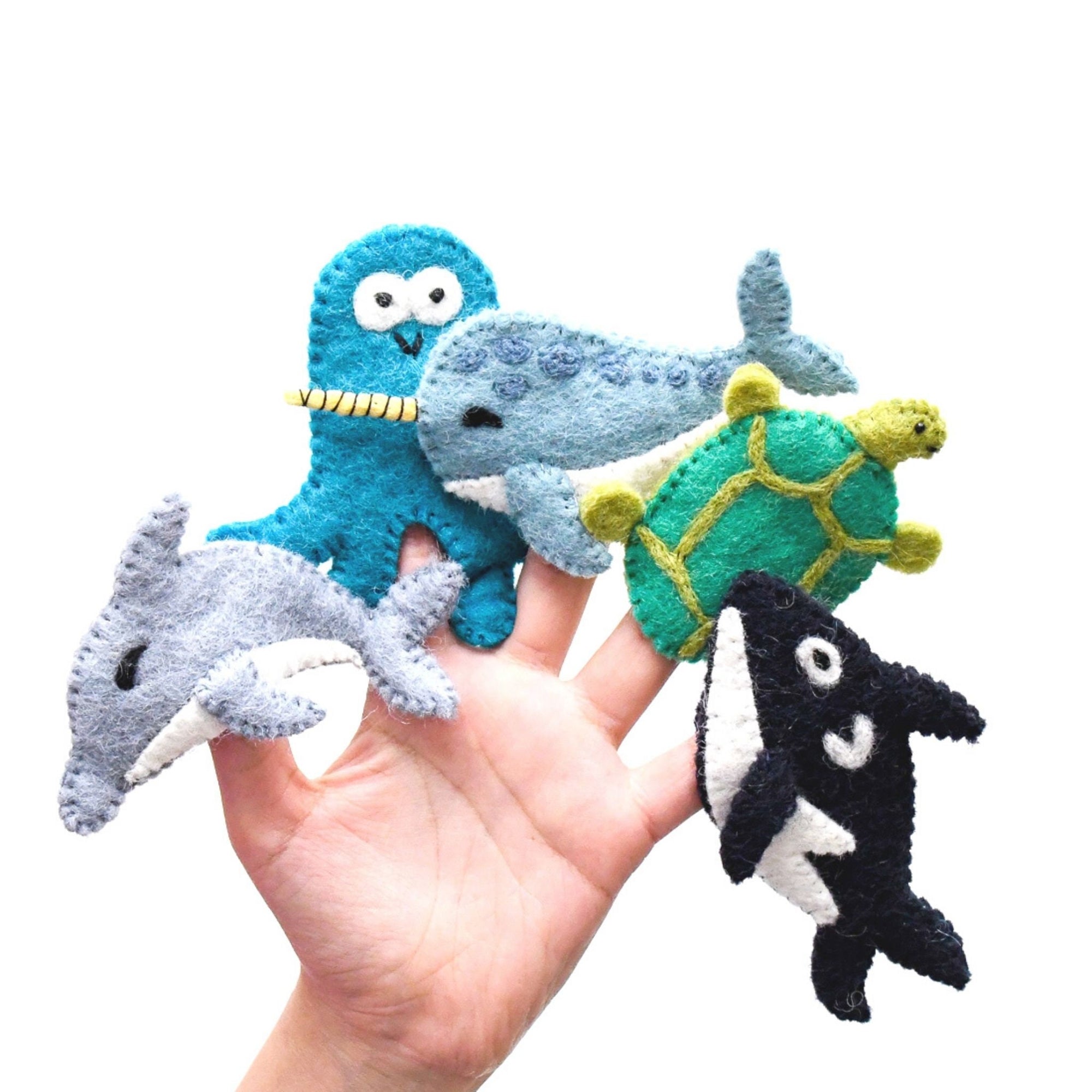 Marine Animal Finger puppets. Felt Animal Puppets. Sea Animal Felt toys. Kids Felt Toys. Ocean Animal Toy, Wool Puppet-Little Fish Co.