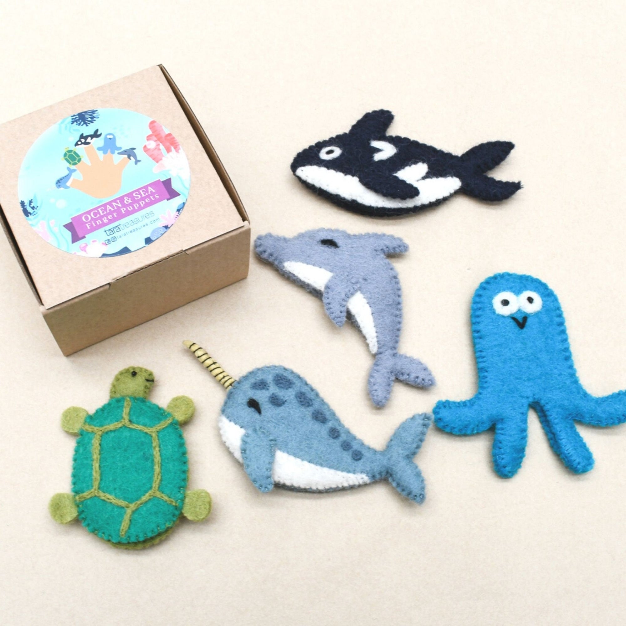 Marine Animal Finger puppets. Felt Animal Puppets. Sea Animal Felt toys. Kids Felt Toys. Ocean Animal Toy, Wool Puppet-Little Fish Co.