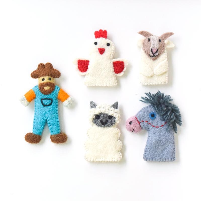 Old McDonald had a farm Animals Finger puppets. Felt Puppets. Sheep, Hen, Horse, Goat, Farm Animals Felt Puppet. Animal Puppet, Toy-Little Fish Co.
