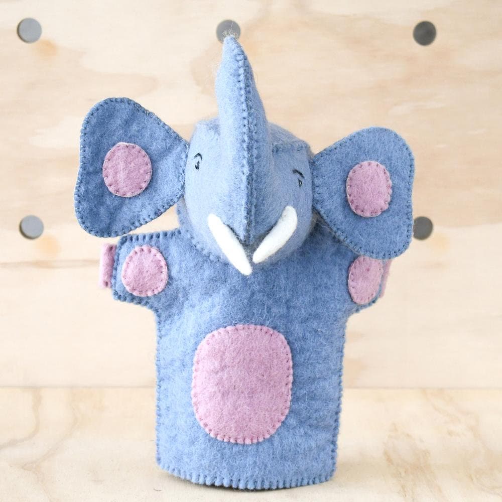 Felt Blue Elephant Hand puppets. Felt Elephant Puppets. Elephant Animal Felt toys. Kids Felt Toys. Elephant Animal Toy, Wool Puppet-Little Fish Co.