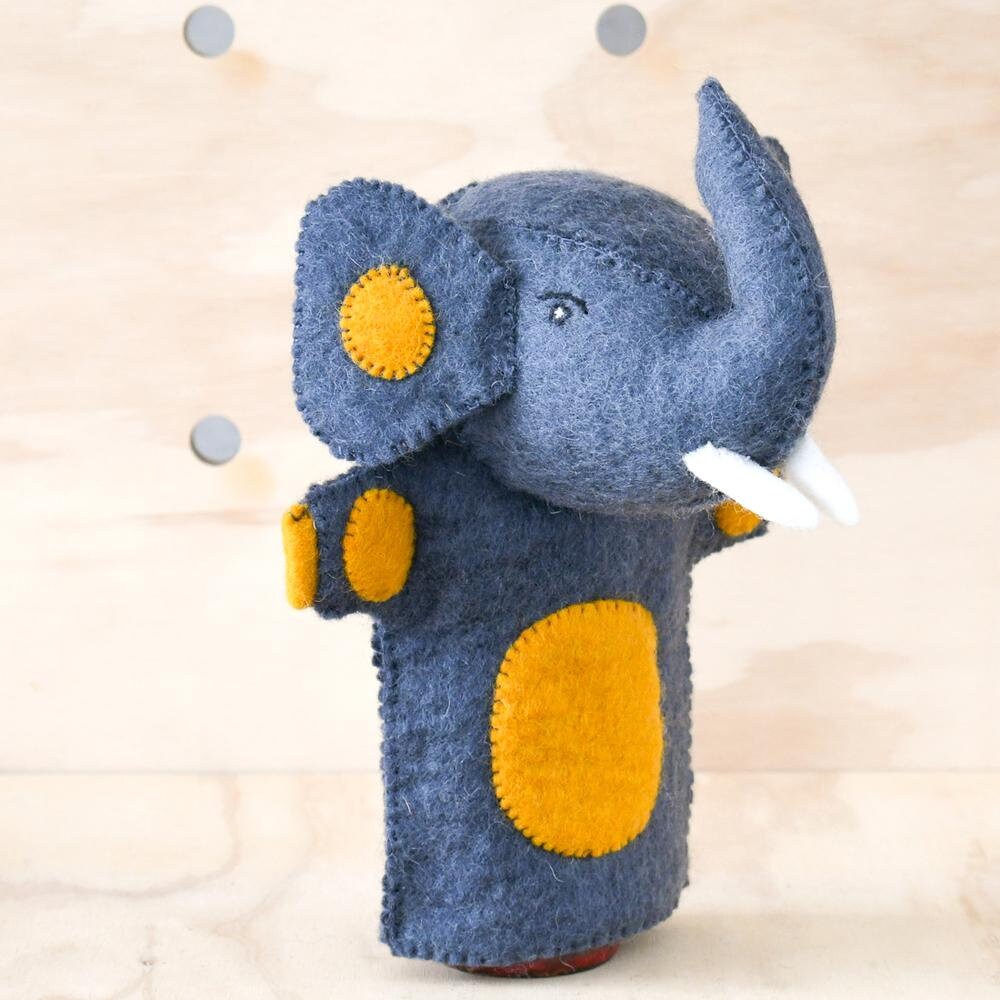 Felt Grey Elephant Hand puppets. Felt Elephant Puppets. Elephant Animal Felt toys. Kids Felt Toys. Elephant Animal Toy, Wool Puppet-Little Fish Co.