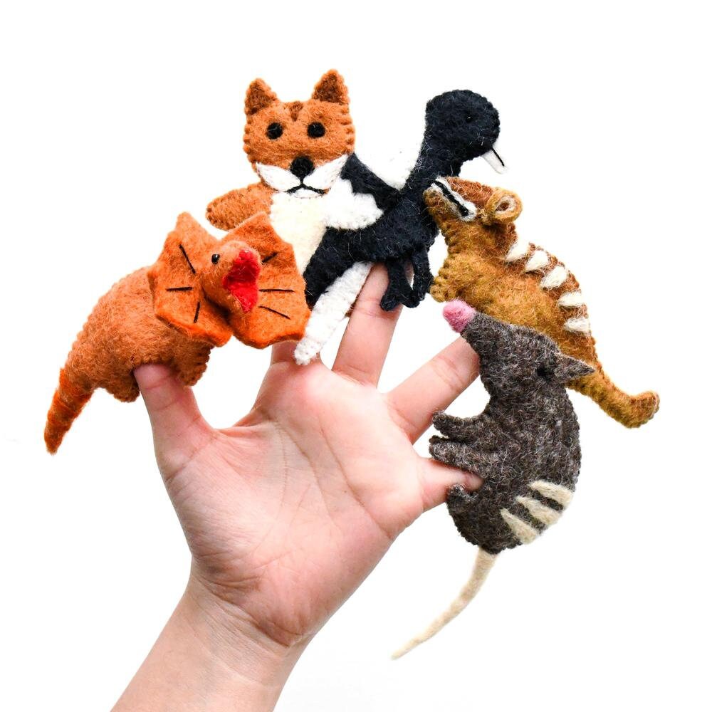 Australian Animal puppets. Felt Puppets. Aussie Animals Felt toys. Kids Felt Toys. Australian Animal felt puppets Toy, Wool puppet-Little Fish Co.