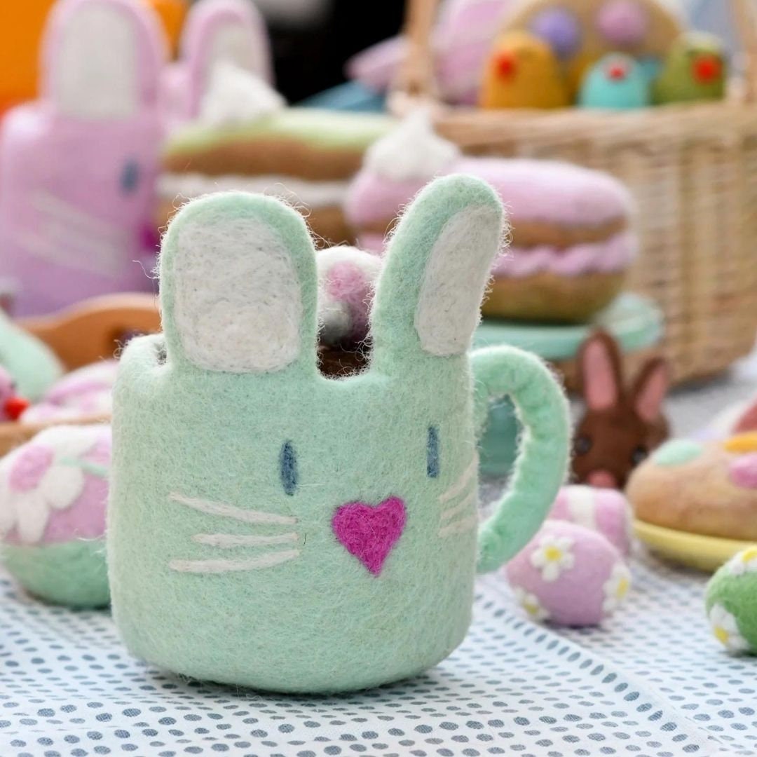 Mint Felt Easter hot chocolate mug with Marshmallows-Little Fish Co.