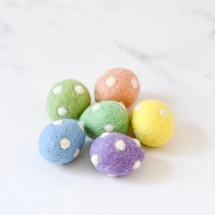 Set of 6 Polka Dot Felt Eggs-Little Fish Co.