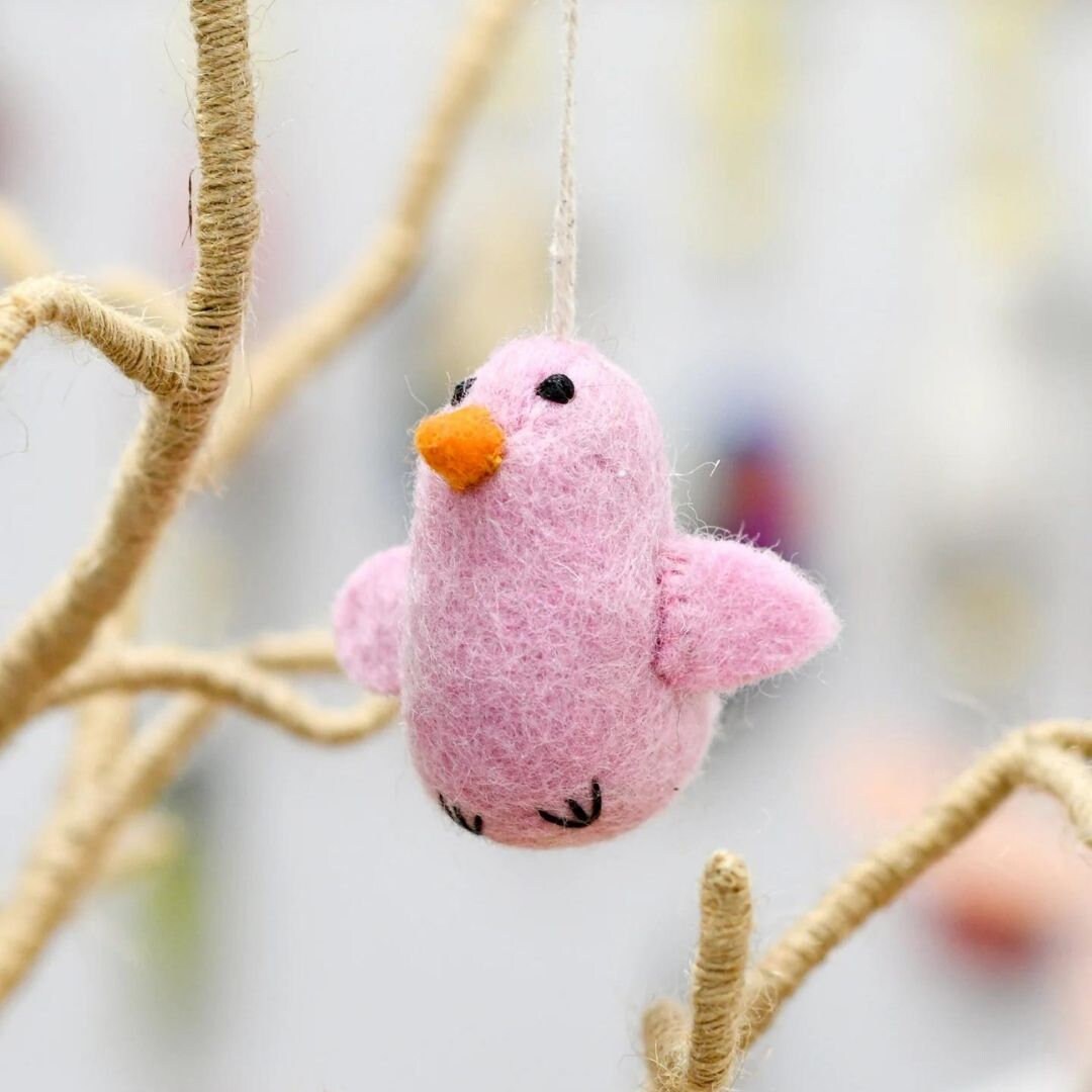 Felt pink chick ornament-Little Fish Co.