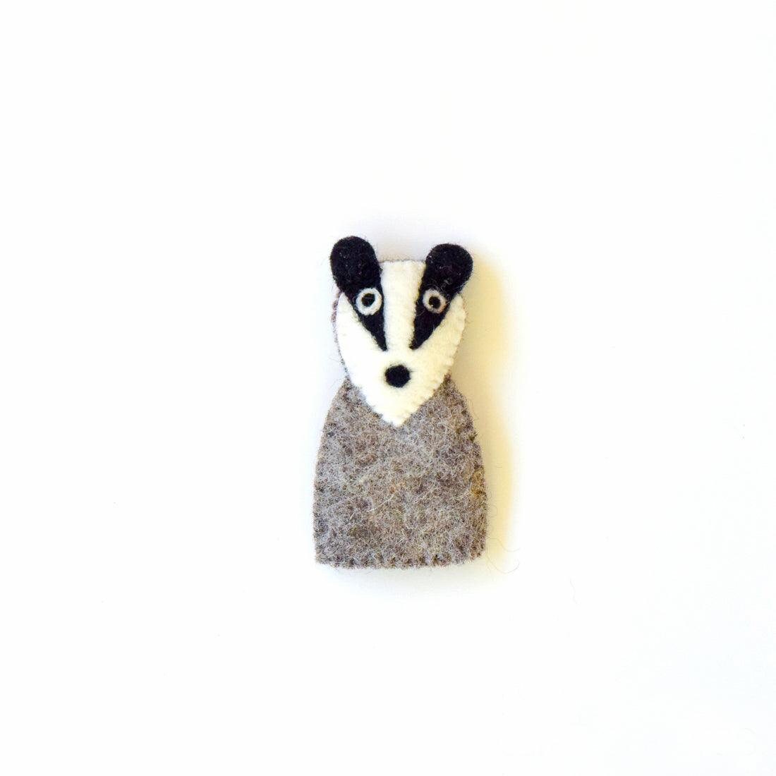 Single Felt Finger puppet Badger-Little Fish Co.