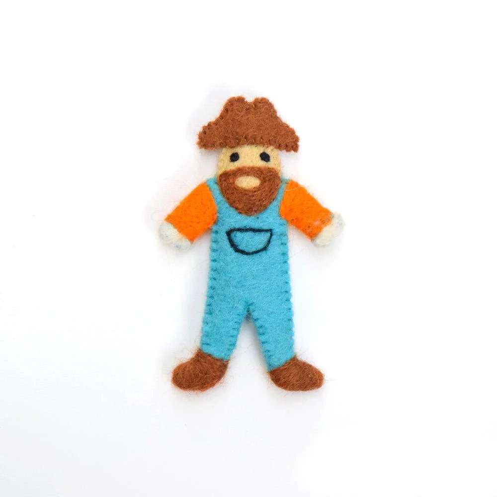 Single Felt Finger puppet Farmer-Little Fish Co.