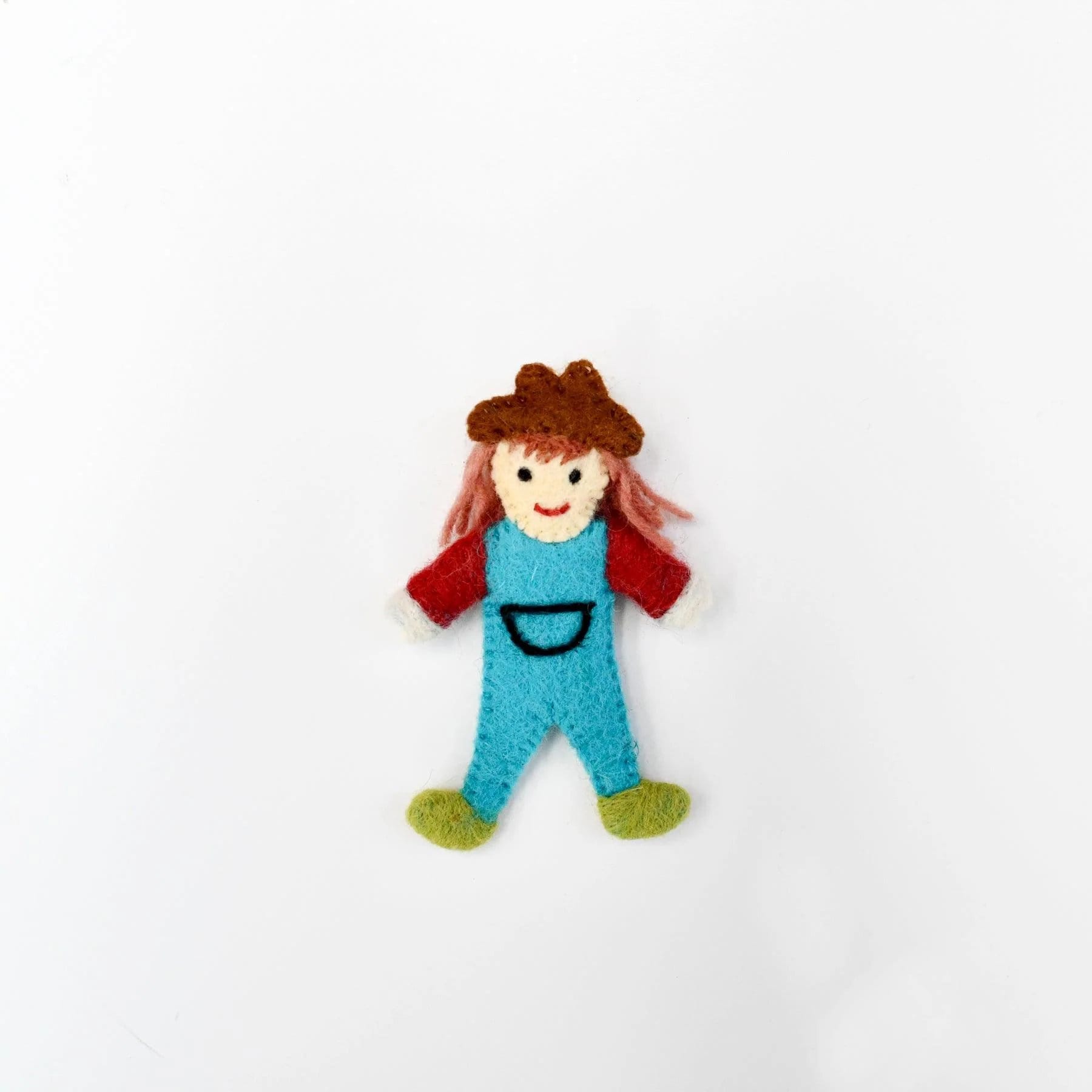 Single Felt Finger puppet Farmer female-Little Fish Co.