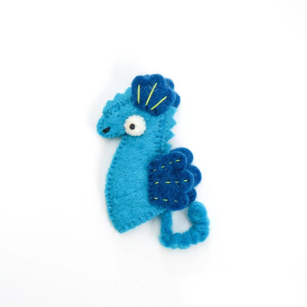 Single Felt Finger puppet Rainbow Seahorse-Little Fish Co.