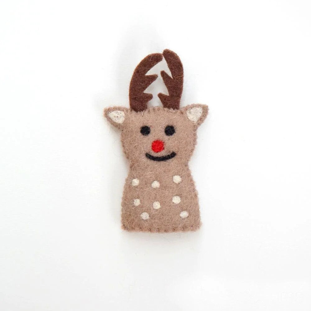 Single Felt Finger puppet Reindeer-Little Fish Co.