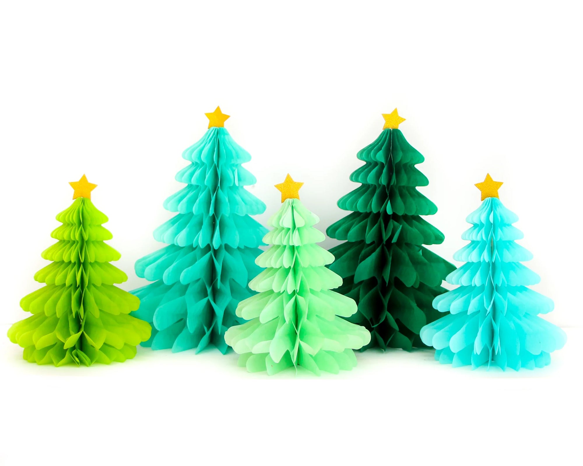 Honeycomb paper trees greens/ blues-Fun-Little Fish Co.