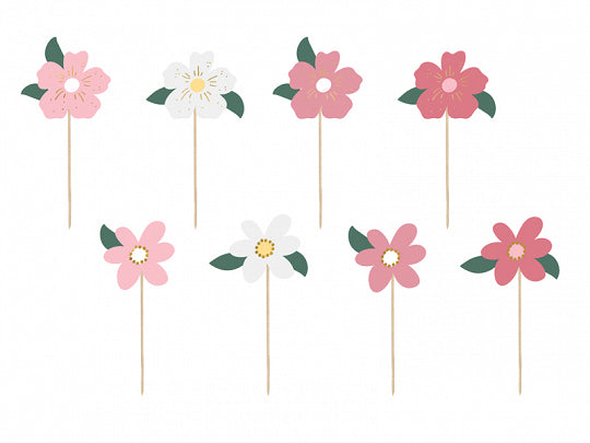 Flower Cake toppers Pink / White-Little Fish Co.