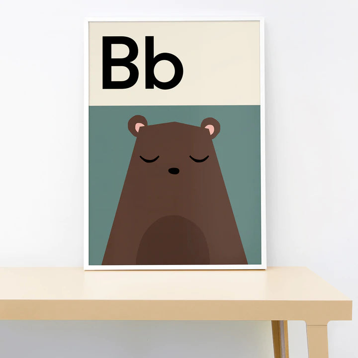 B is for Bear | Large Kids Print Poster-Little Fish Co.