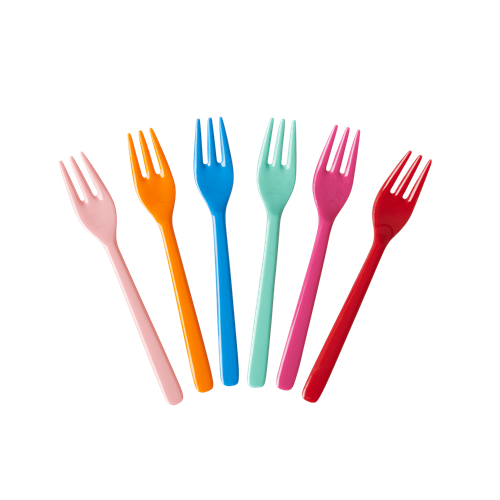 RICE Denmark Melamine Cake Forks - "Happy" colours - Set of 6-Fun-Little Fish Co.