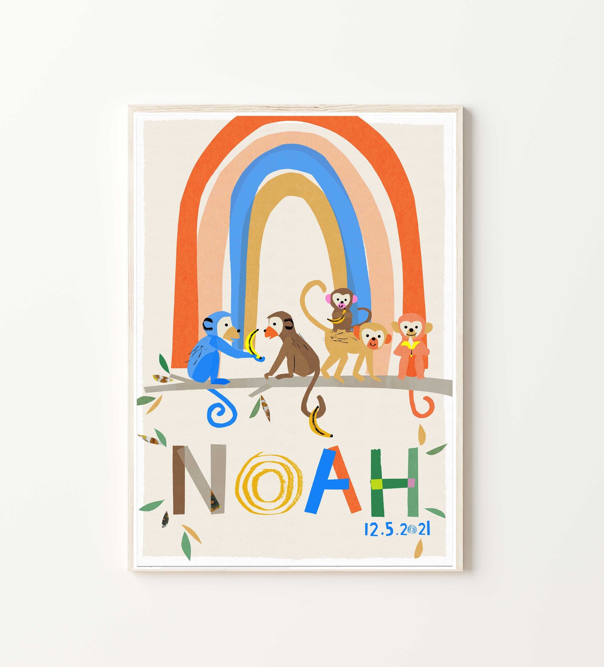 Personalised Monkeys with Rainbow Print-Little Fish Co.