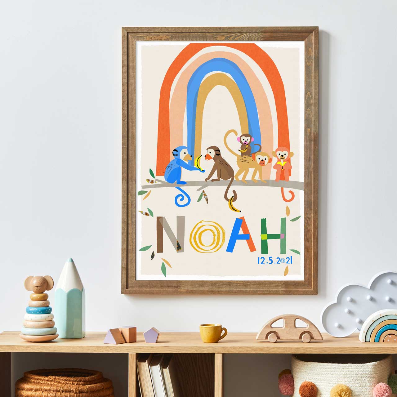 Personalised Monkeys with Rainbow Print-Little Fish Co.