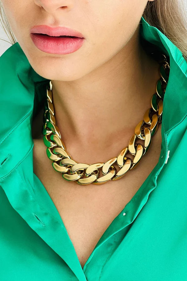The Met Chain Necklace - metallic gold-Apparel & Accessories-Little Fish Co.