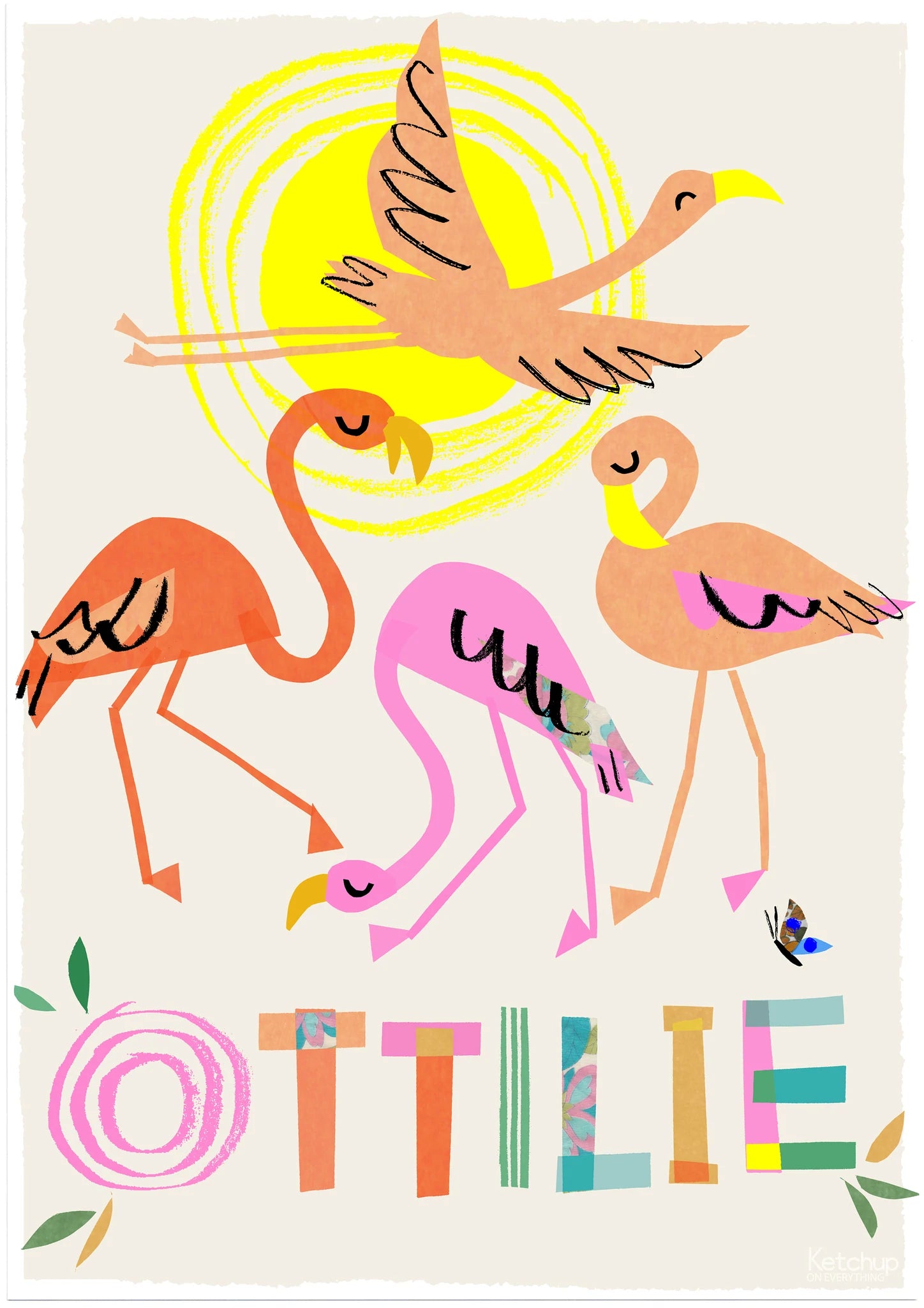 Personalised Flamingo Print-Little Fish Co.
