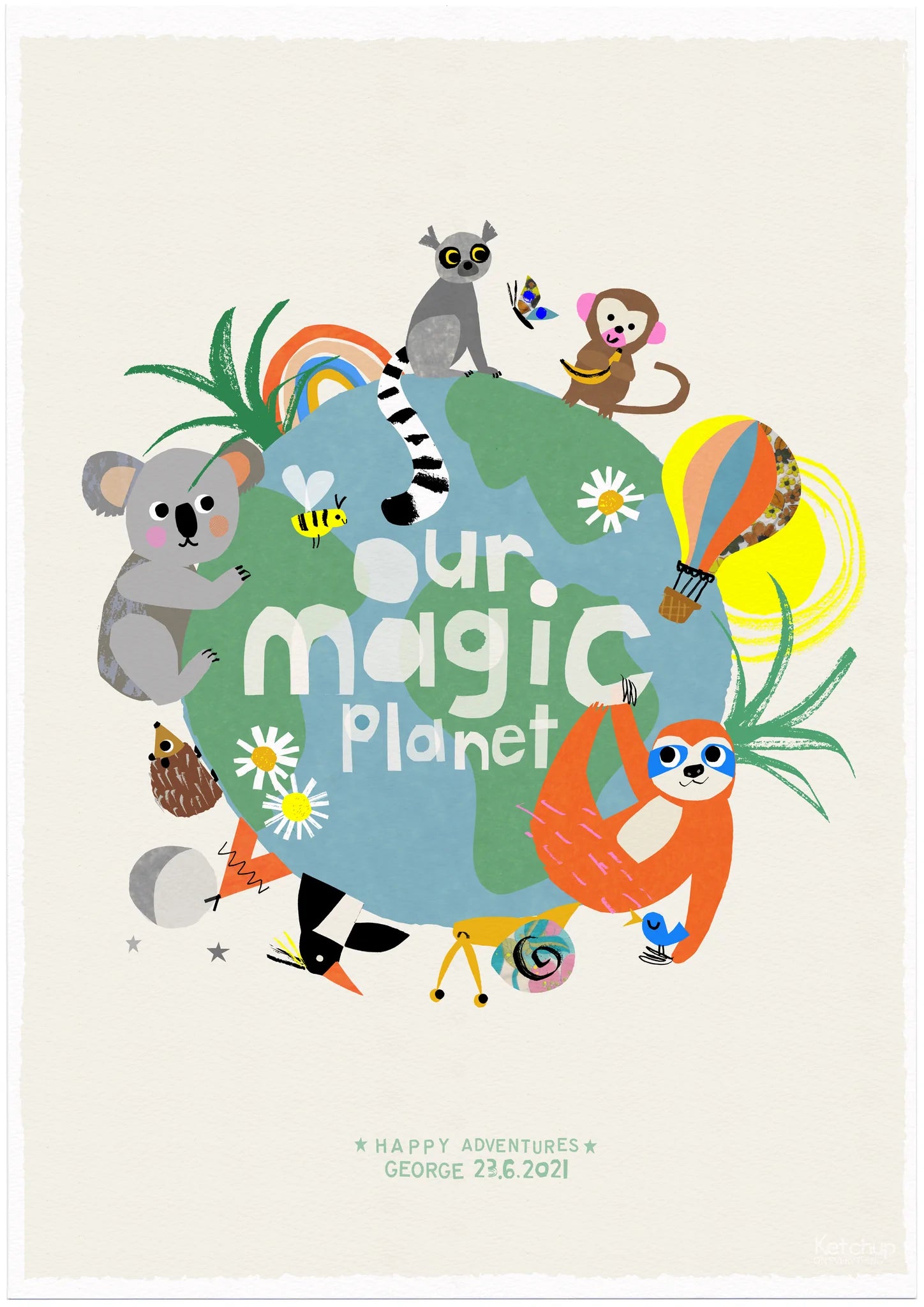 Personalised our magic planet print-Little Fish Co.
