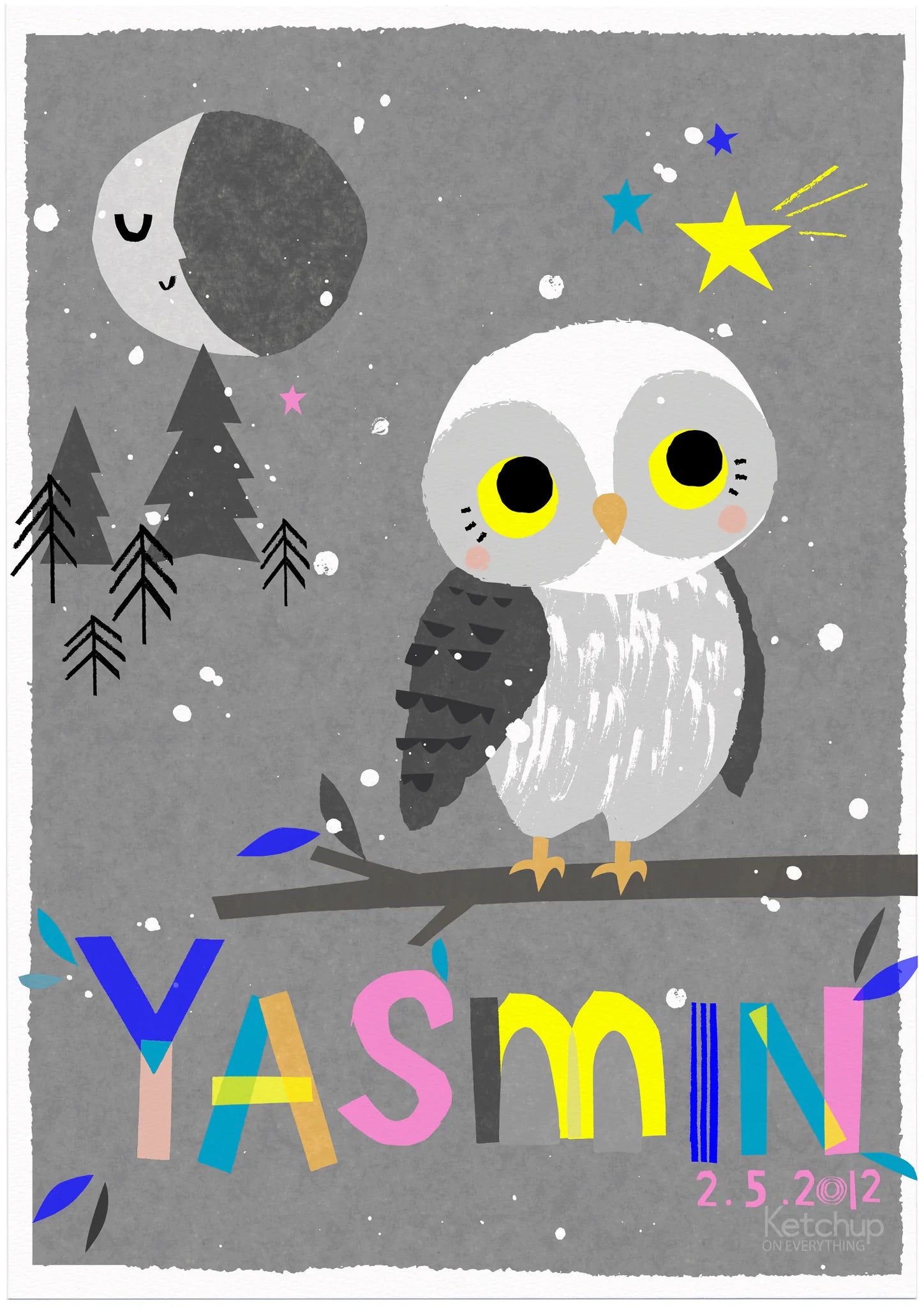 Personalised Owl Print-Little Fish Co.