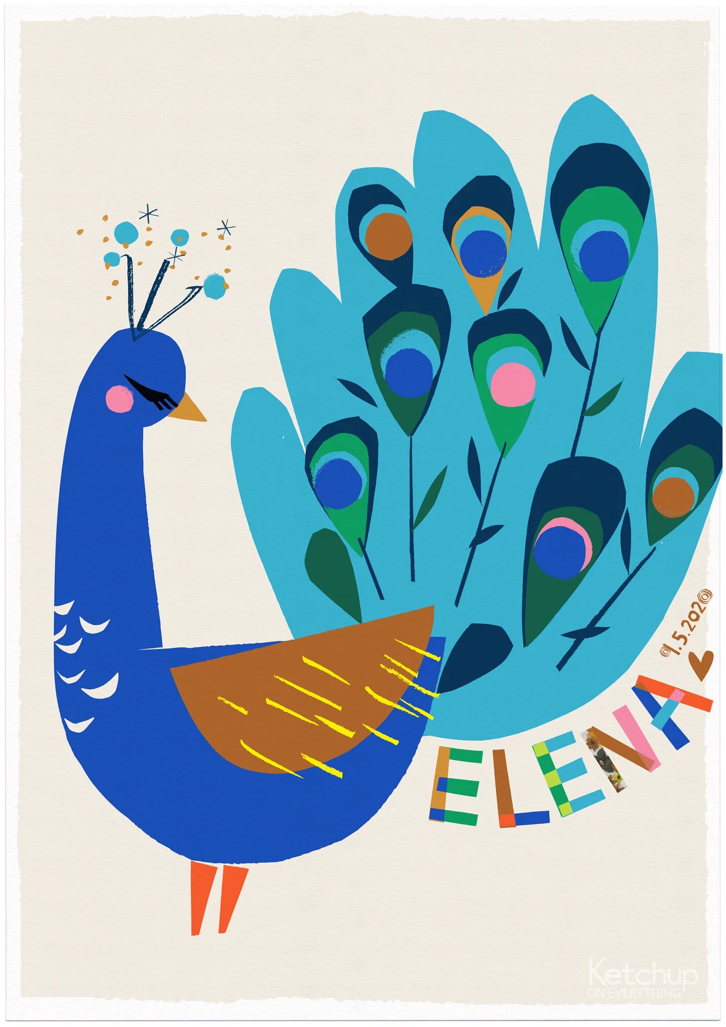 Personalised Peacock Print-Little Fish Co.