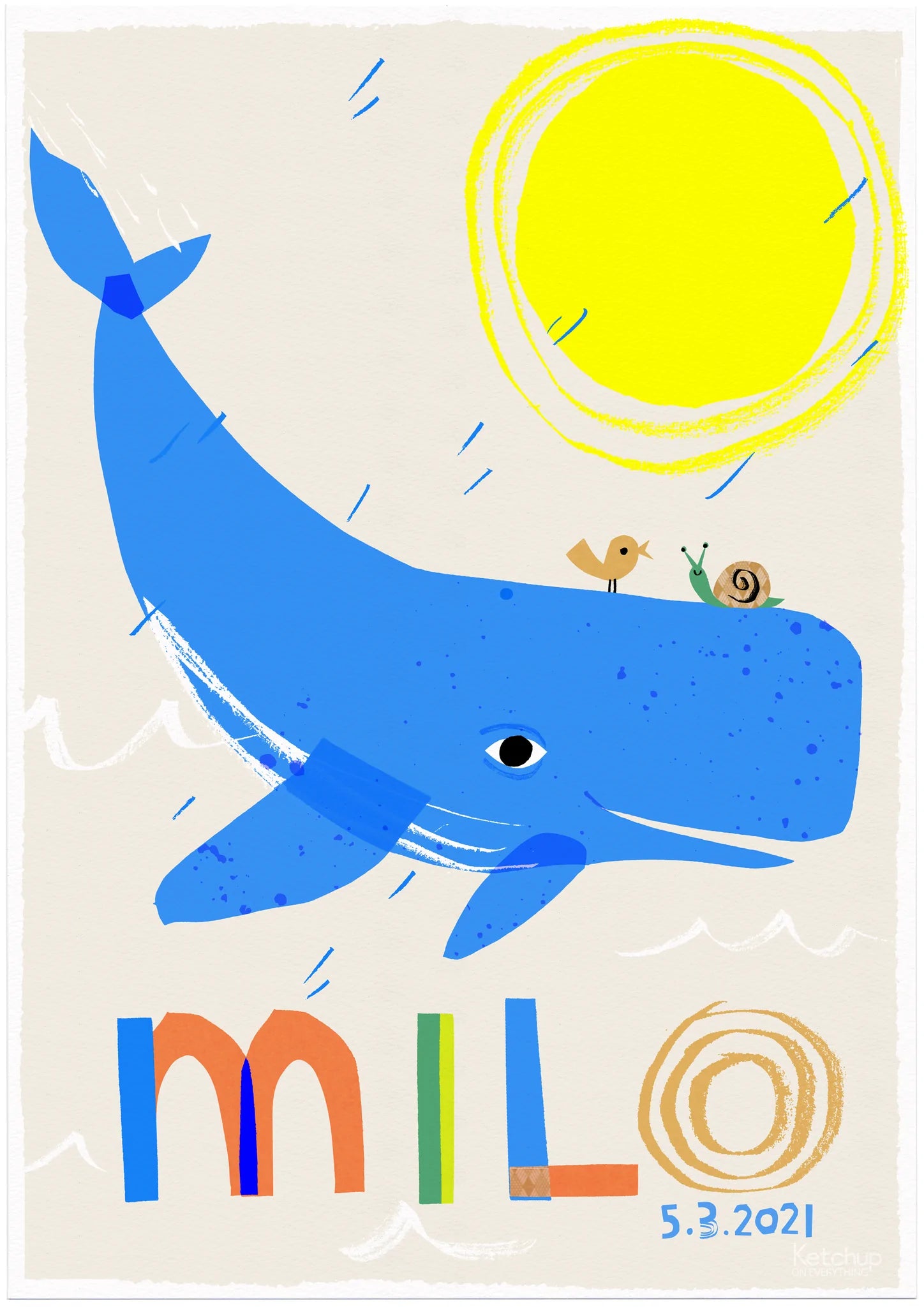 Personalised Whale Print-Little Fish Co.
