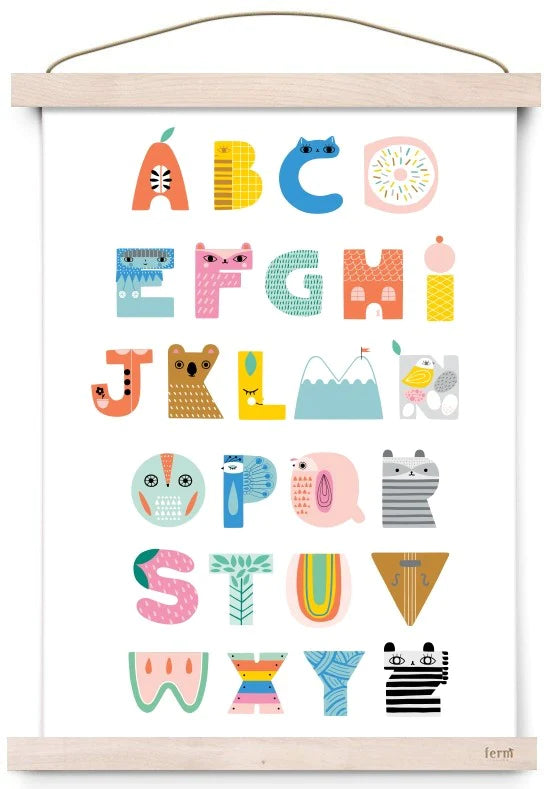 ABC Characters Kids Bedroom Poster 29.7 cm x 42cm-Little Fish Co.