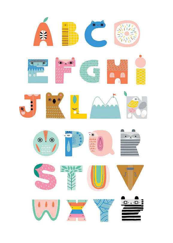 ABC Characters Kids Bedroom Poster 29.7 cm x 42cm-Little Fish Co.