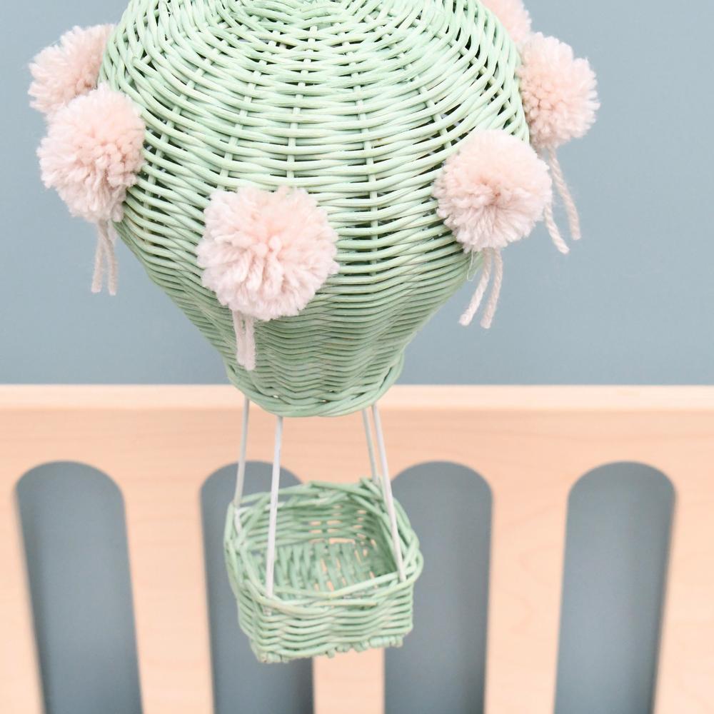 Rattan Hot Air Balloon in Mint-Decor-Little Fish Co.