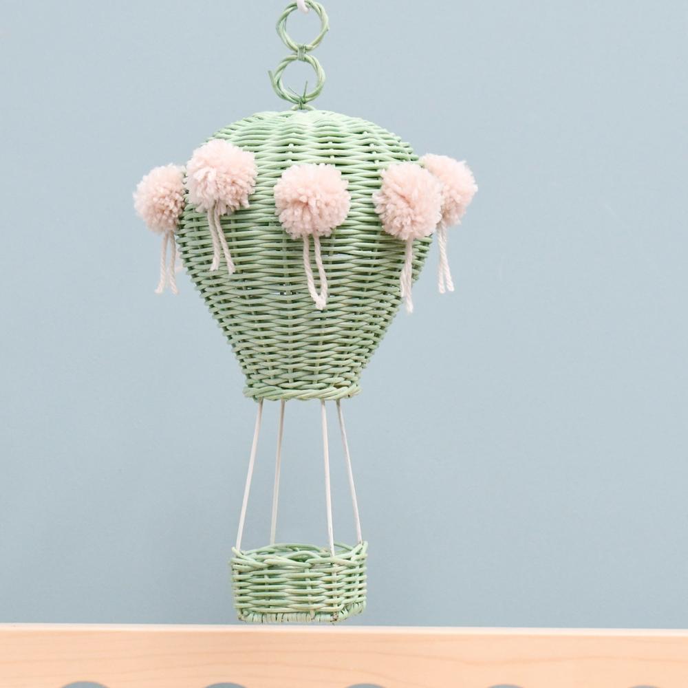 Rattan Hot Air Balloon in Mint-Decor-Little Fish Co.