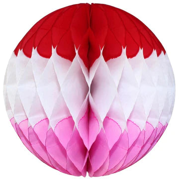 Honeycomb ball decoration two tone ( 30cm) Red / White / Pink-Fun-Little Fish Co.