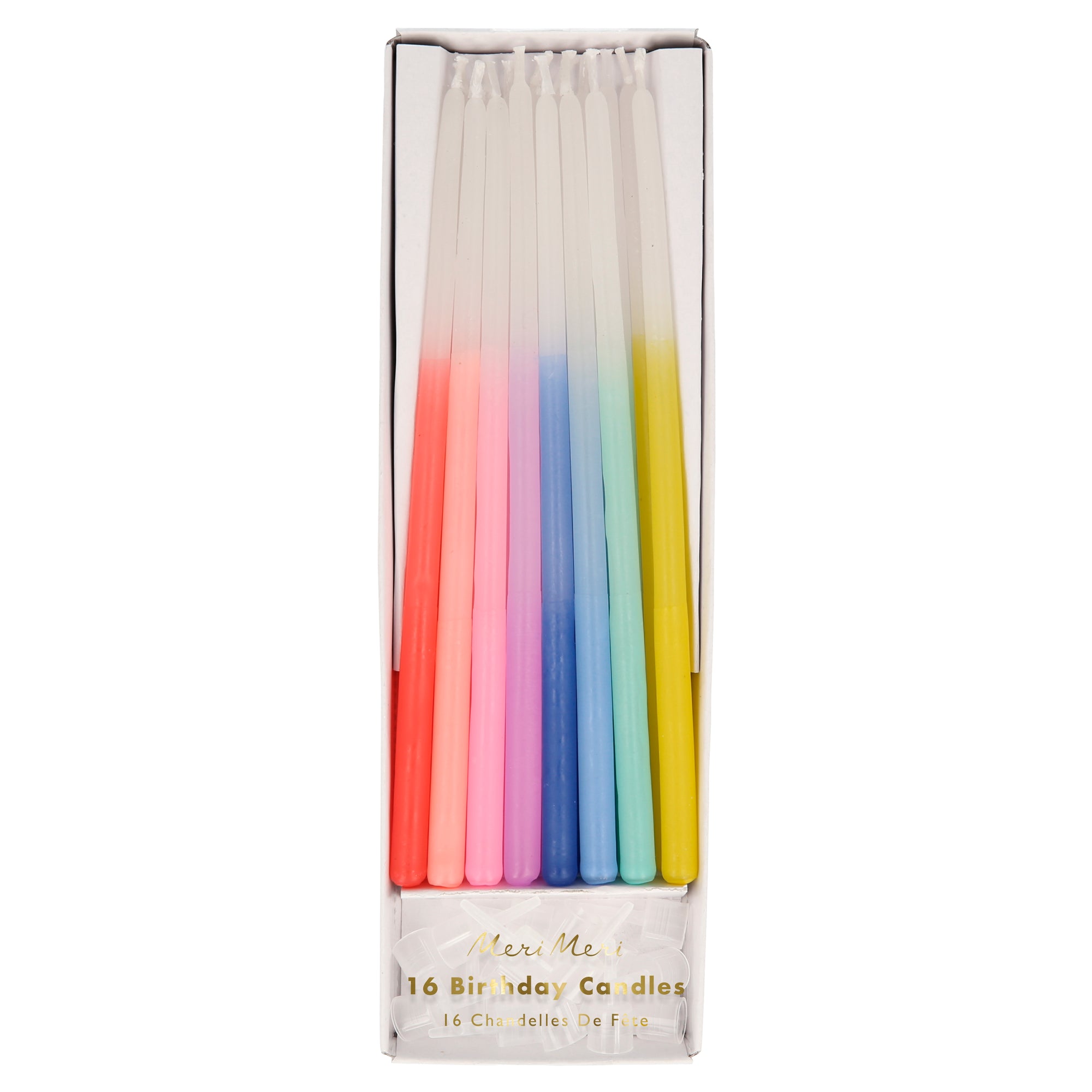 Rainbow tapered birthday candles-Little Fish Co.