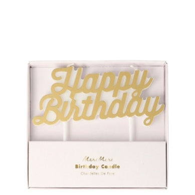 Gold Happy Birthday candle-Little Fish Co.