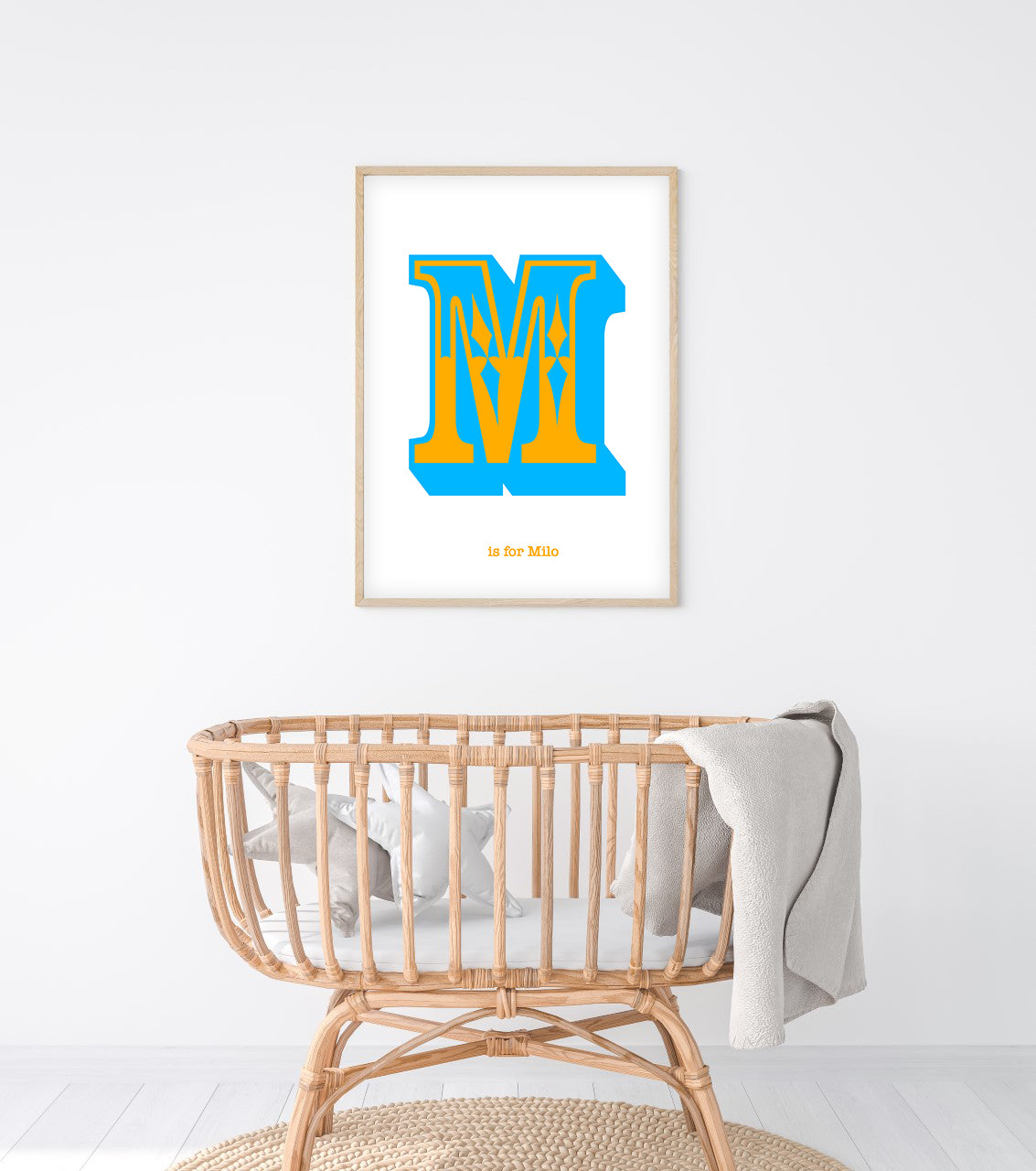 Western Blue Letter M Print-Art-Little Fish Co.