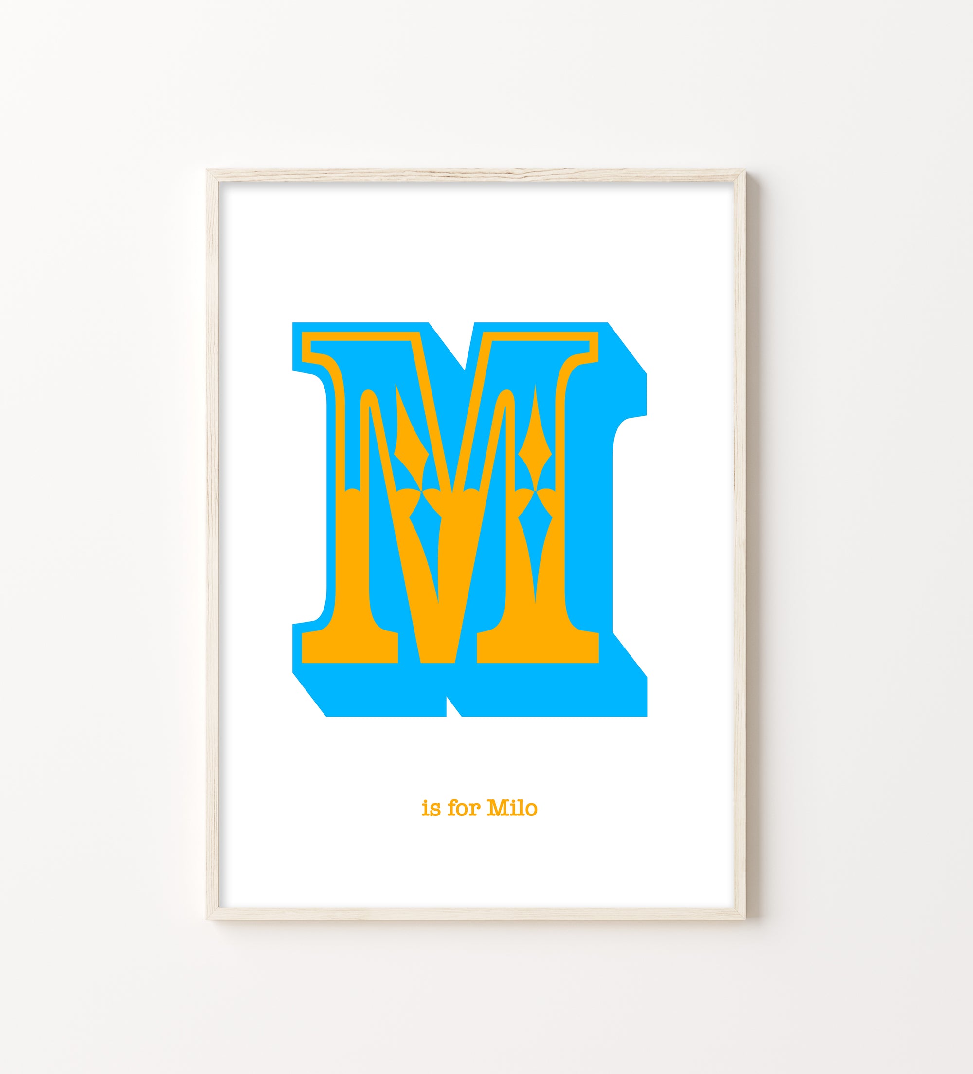 Western Blue Letter M Print-Art-Little Fish Co.